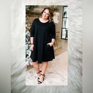 Elegant Black Jules and James Cross Back Tunic Top/Dress